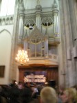Giant, ornate organ behind the stage