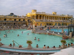 The main outdoor pool