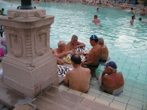 Playing chess in the pool