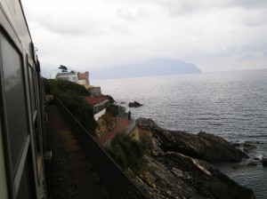 Train along the Italian coast, somewhere between Pisa and Genoa
