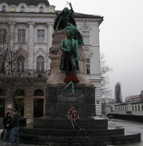 France Prešeren statue in Ljubljana