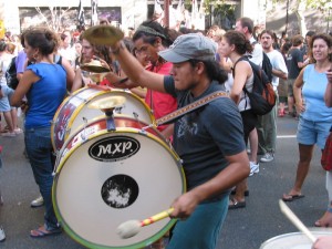 Almost every group of marchers had brought some drummers along.