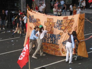 This 'wall' said 'The Wall Street' on the other side. This guy kept running up to hit it with a hammer.